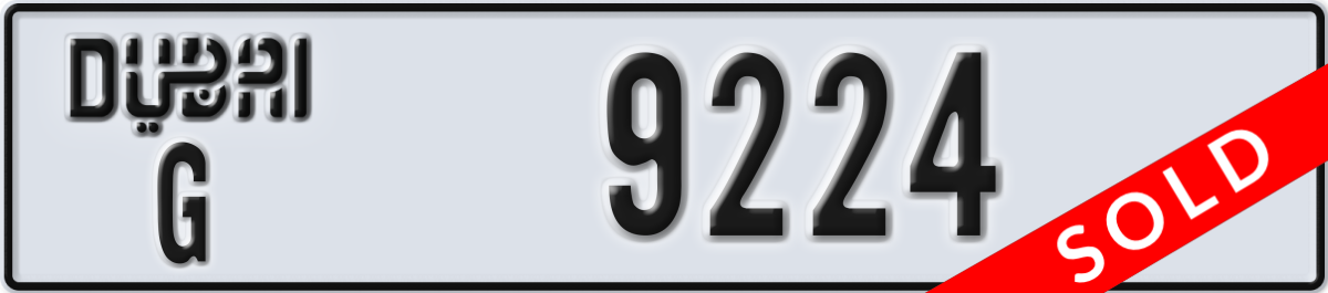 dubai License Plate Number 9224 Code G