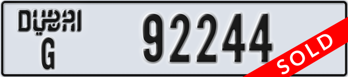 dubai License Plate Number 92244 Code G