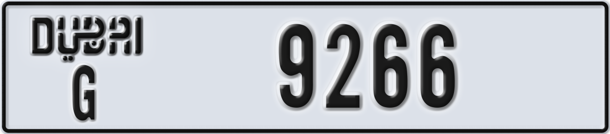 dubai License Plate Number 9266 Code G