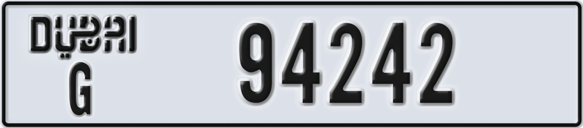 dubai License Plate Number 94242 Code G