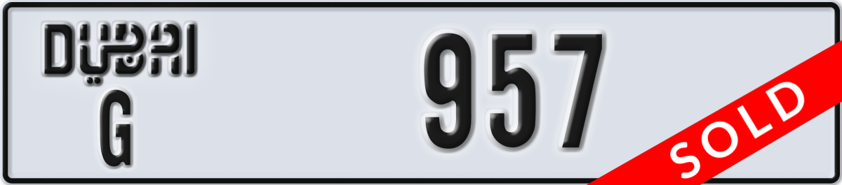 dubai License Plate Number 957 Code G