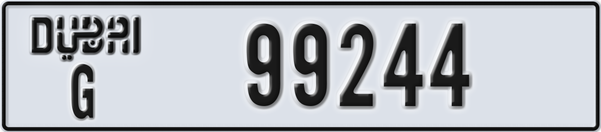 dubai License Plate Number 99244 Code G