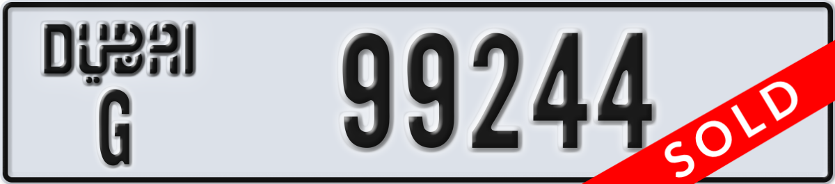dubai License Plate Number 99244 Code G