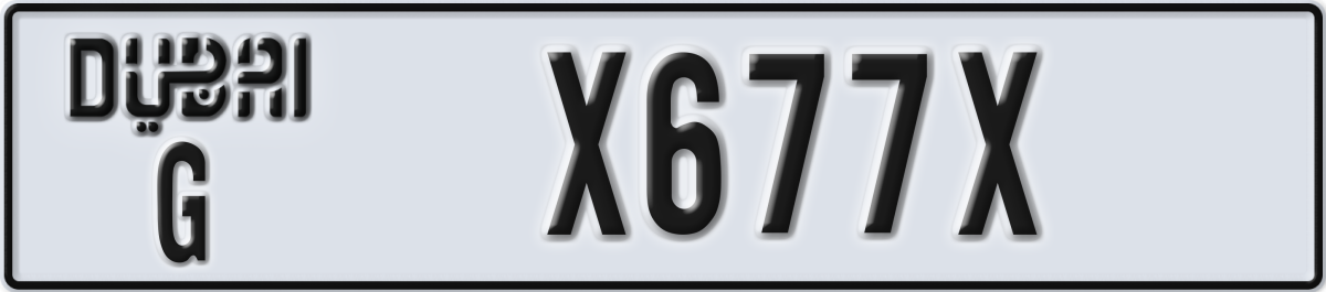 dubai License Plate Number X677X Code G