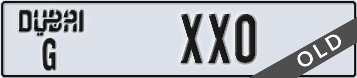 dubai License Plate Number XX0 Code G