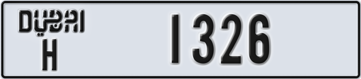 dubai License Plate Number 1326 Code H
