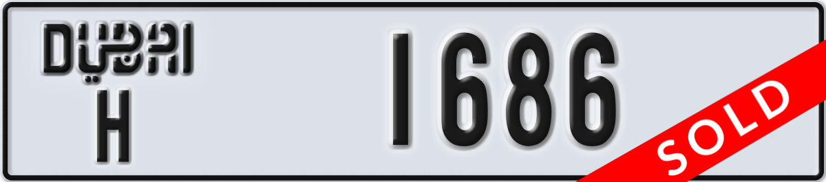 dubai License Plate Number 1686 Code H