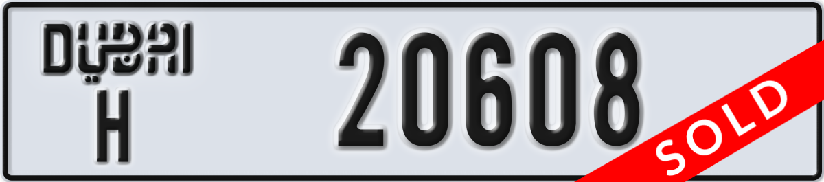 dubai License Plate Number 20608 Code H