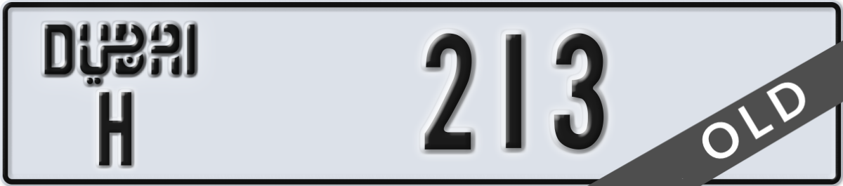 dubai License Plate Number 213 Code H