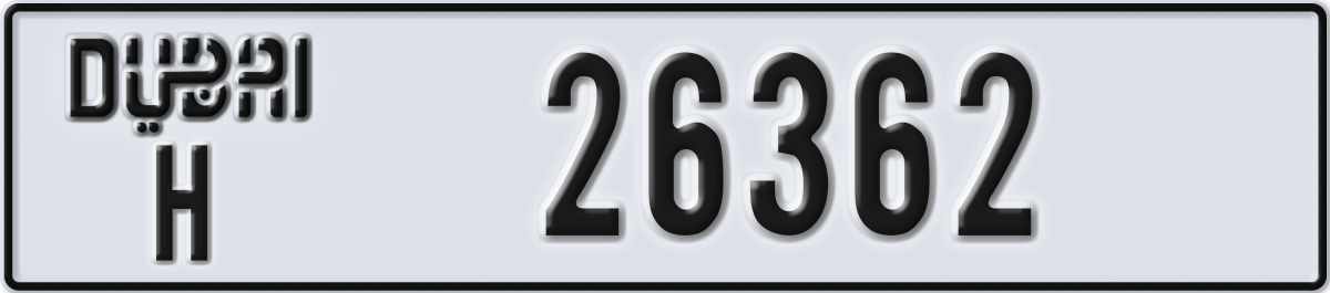 dubai License Plate Number 26362 Code H