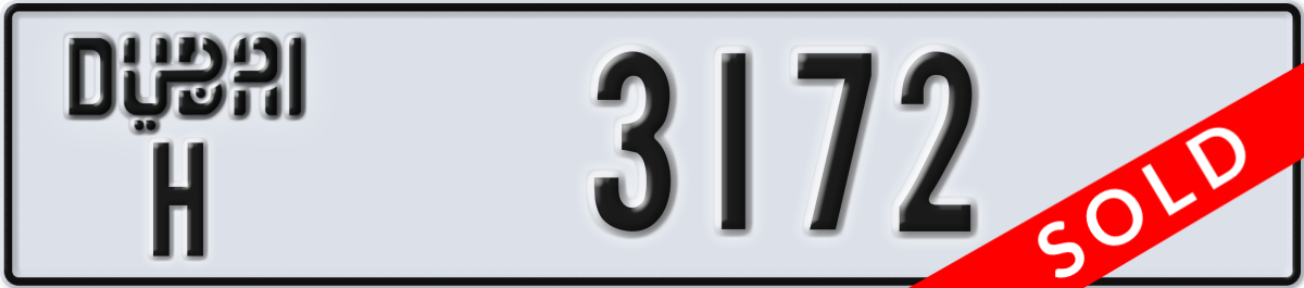 dubai License Plate Number 3172 Code H