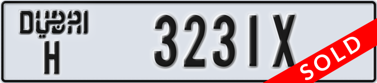 dubai License Plate Number 3231X Code H