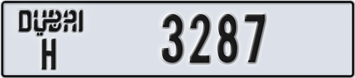 dubai License Plate Number 3287 Code H
