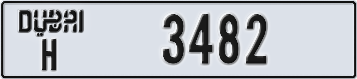 dubai License Plate Number 3482 Code H