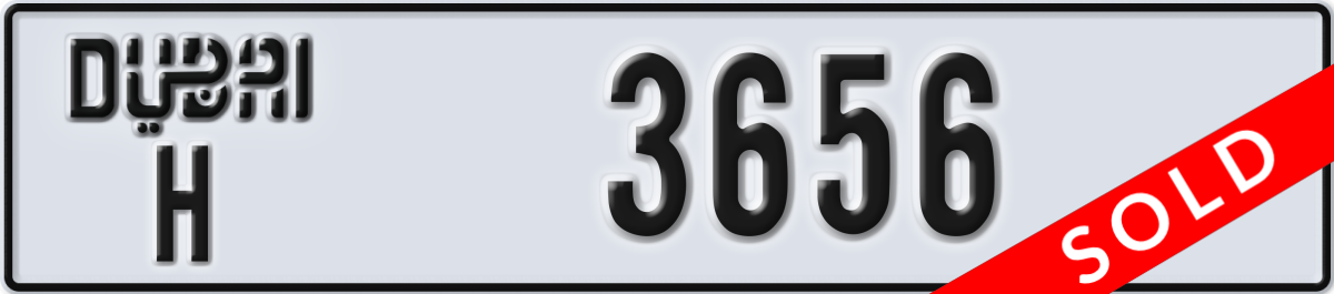 dubai License Plate Number 3656 Code H