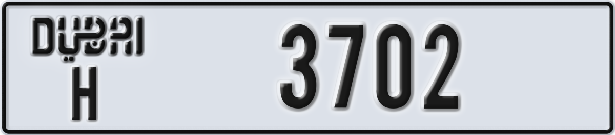 dubai License Plate Number 3702 Code H