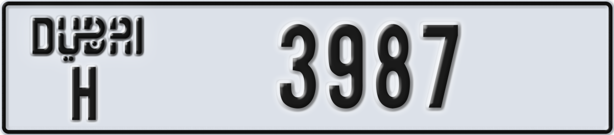 dubai License Plate Number 3987 Code H