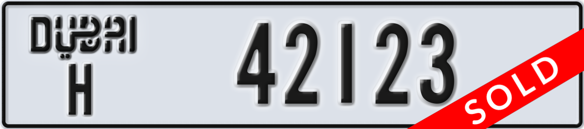 dubai License Plate Number 42123 Code H
