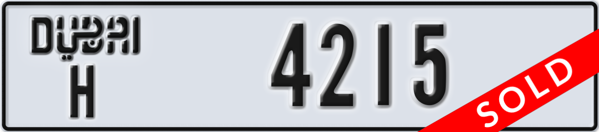 dubai License Plate Number 4215 Code H