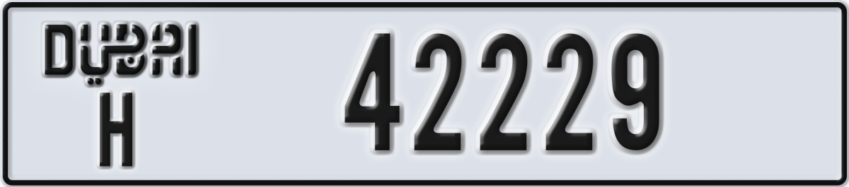 dubai License Plate Number 42229 Code H