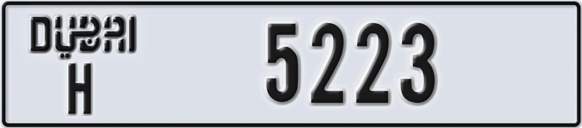 dubai License Plate Number 5223 Code H