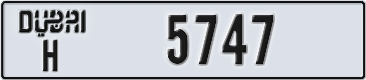 dubai License Plate Number 5747 Code H