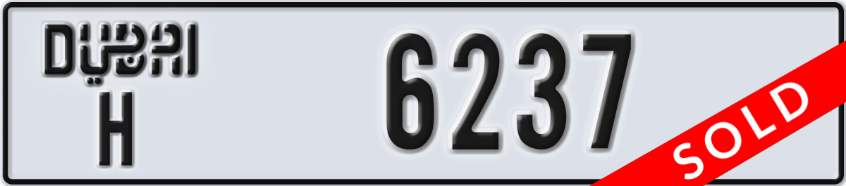 dubai License Plate Number 6237 Code H
