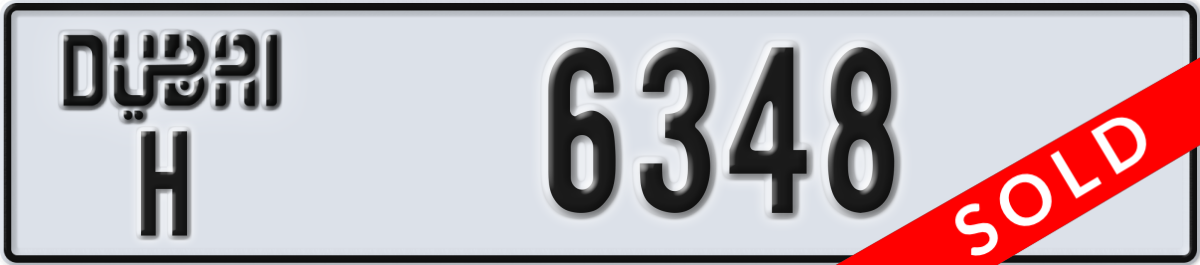 dubai License Plate Number 6348 Code H