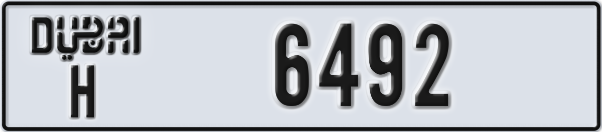 dubai License Plate Number 6492 Code H