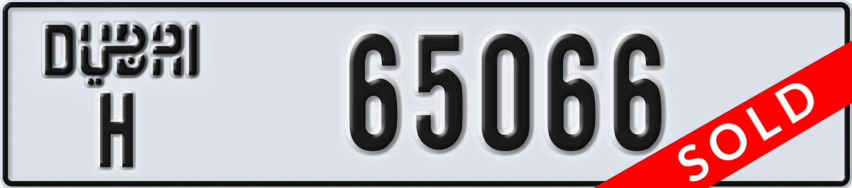 dubai License Plate Number 65066 Code H