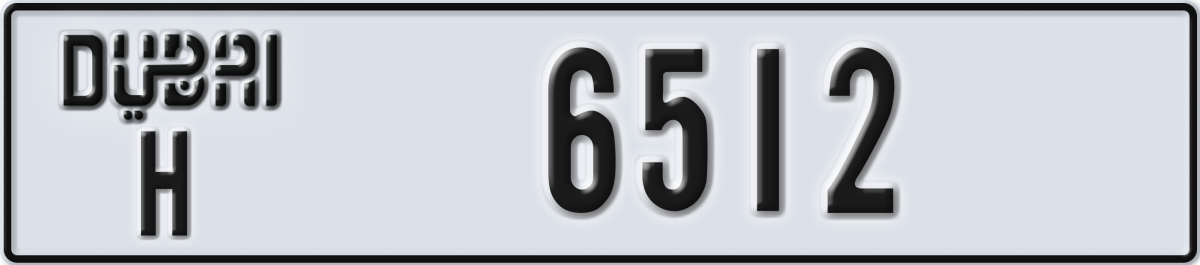 dubai License Plate Number 6512 Code H