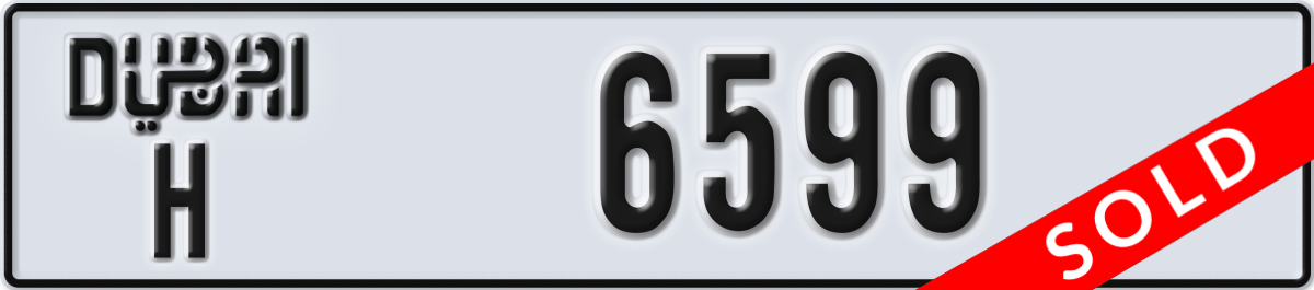 dubai License Plate Number 6599 Code H