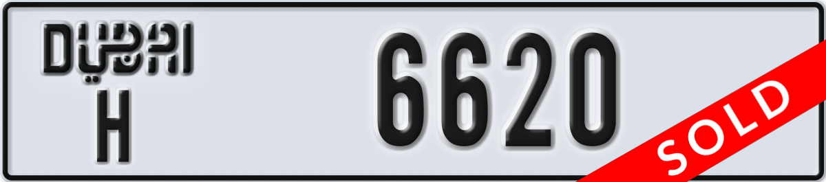 dubai License Plate Number 6620 Code H