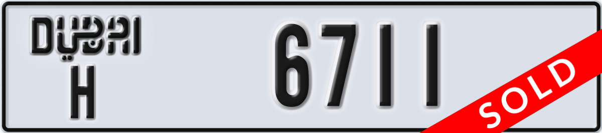 dubai License Plate Number 6711 Code H