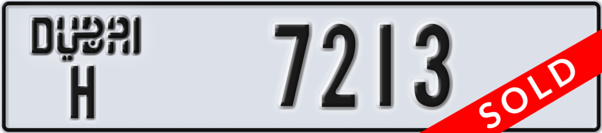 dubai License Plate Number 7213 Code H