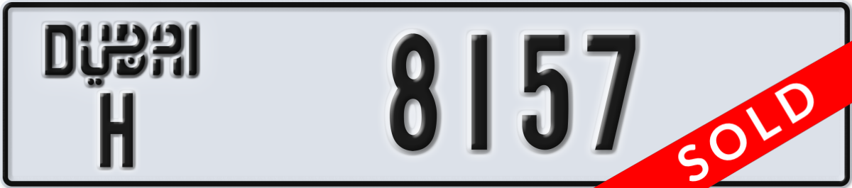 dubai License Plate Number 8157 Code H