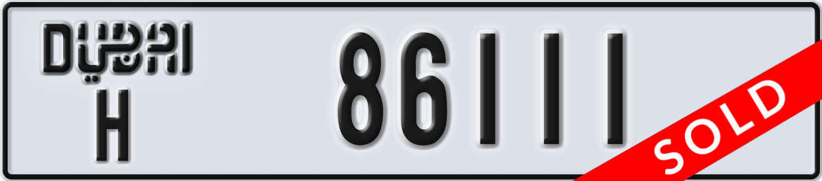 dubai License Plate Number 86111 Code H