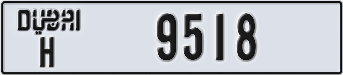 dubai License Plate Number 9518 Code H