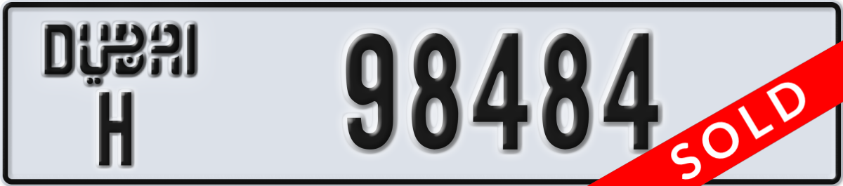 dubai License Plate Number 98484 Code H