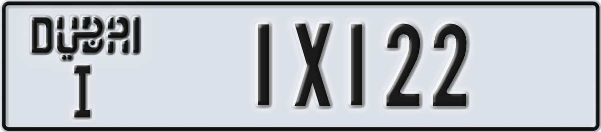 dubai License Plate Number 1X122 Code I