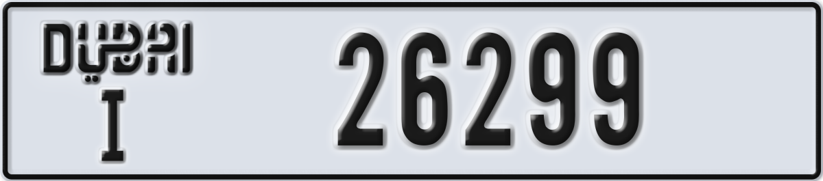 dubai License Plate Number 26299 Code I