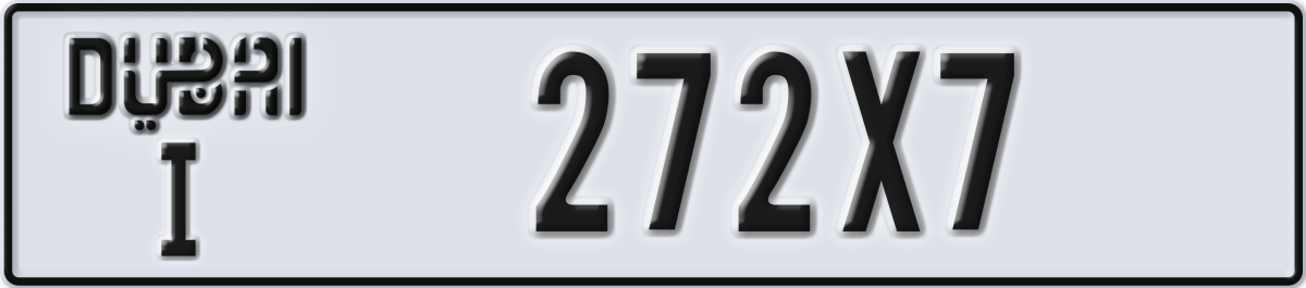 dubai License Plate Number 272X7 Code I