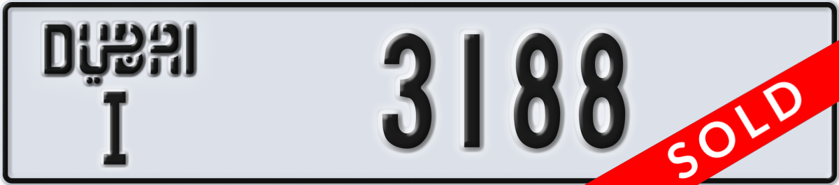 dubai License Plate Number 3188 Code I