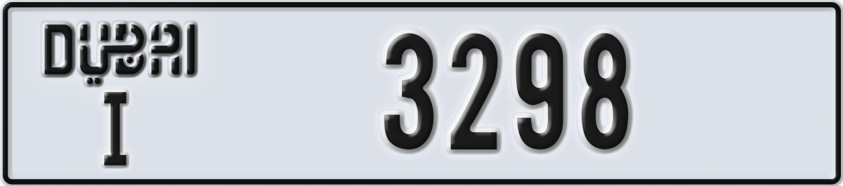 dubai License Plate Number 3298 Code I