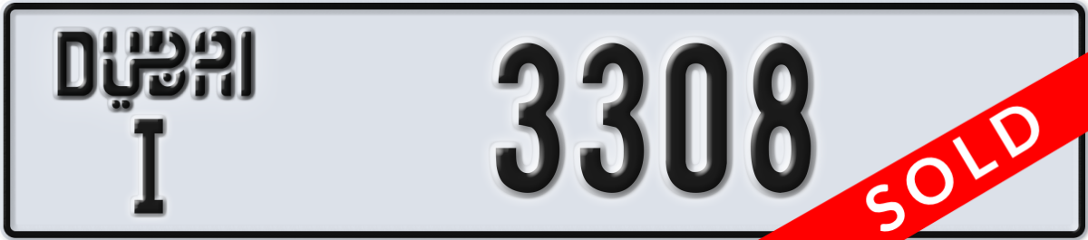 dubai License Plate Number 3308 Code I