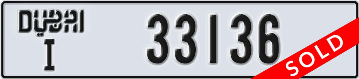 dubai License Plate Number 33136 Code I