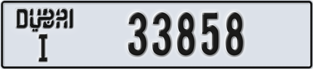 dubai License Plate Number 33858 Code I