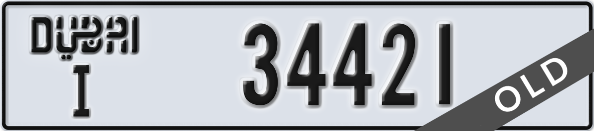 dubai License Plate Number 34421 Code I