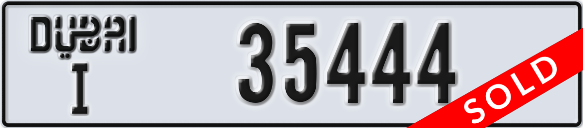 dubai License Plate Number 35444 Code I