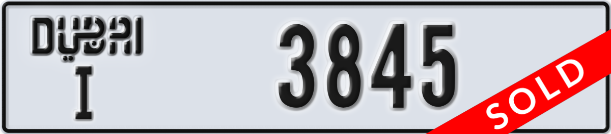 dubai License Plate Number 3845 Code I